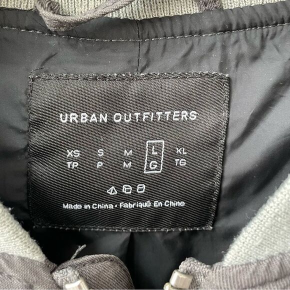 Urban Outfitters Mens Flight Bomber Jacket Knit Trim Shale Grey L - Picture 4 of 8